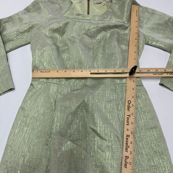 Rachel Roy Dress Womens 0 Green Metallic Jacquard Mini‎ Sheath - Picture 8 of 9